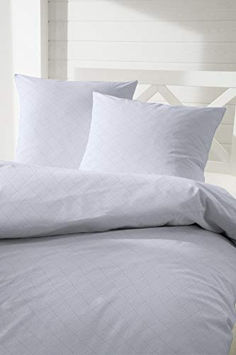 Primera Satin Bettwäsche 135x200 Karo Rauten grau Silber Uni 243184-8