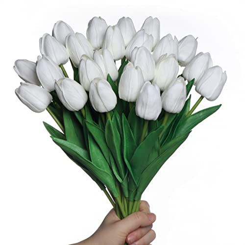 Anaoo 24 Stück künstliche Tulpe aus Latex, Blumenstrauß für die Braut, für Zuhause, Hochzeit, Party, Bürodekoration, Blumenarrangements,