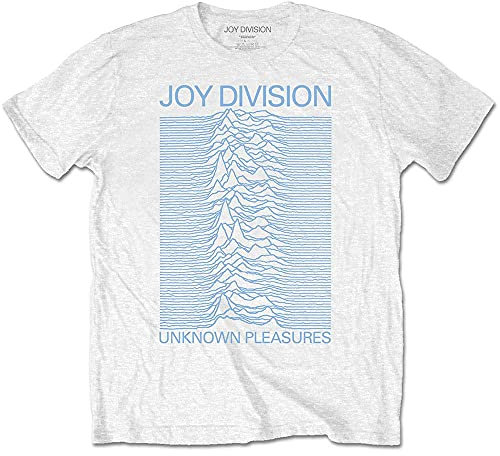 Rock Off Joy Division T Shirt Unknown Pleasures Bleu on Blanc Logo Officiel Homme Blanc Size L