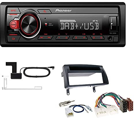 Pioneer MVH-130DAB 1 DIN Media Autoradio DAB+ Short Body USB AUX passend für Toyota Corolla 2001-2007 dunkelgrau