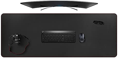ZORESYN Schreibtischunterlage 160x60cm Schwarz - XXL Premium Kunstleder mit Rutschfester Unterseite für Homeoffice & Büro - Abriebfeste Nahtdesign, ergonomisch & langlebig