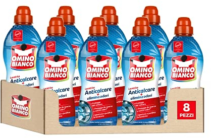 Omino Bianco - Anticalcare Lavatrice Liquido, Protegge da Calcare, Sporco e Cattivi Odori, Azione Igienizzante, 750 ml x 8 Pezzi