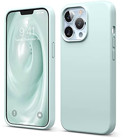 elago Liquid Silicone Case Compatible with iPhone 13 Pro Case (6.1), Premium Silicone, Full Body Protection - 3 Layer Shockproof Phone Cover, Anti-Scratch Soft Microfiber Lining (Mint)