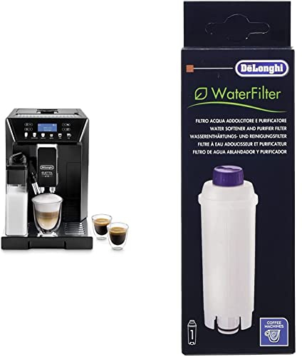 De'Longhi Eletta Evo ECAM 46.860.B Machine à café automatique avec système de lait, cappuccino et expresso sur simple pression d'un bouton, écran LCD et touches tactiles, Noir & DLSC002 Filtre à eau