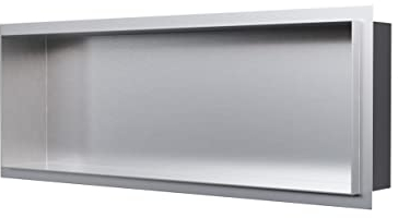 Wandnische aus Edelstahl NT206010X randlos -20 x 60 x 10 cm Einbauregal, befliesbare Wandnische mit flexibler Einbau- Ideale Duschablage - Farbe:Edelstahl gebürstet