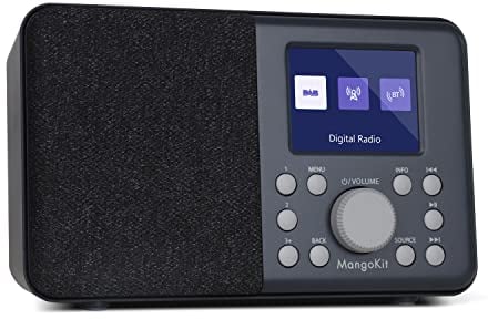 MangoKit MD3 DAB/DAB+ und UKW Tragbares Digitalradio, Bluetooth-Lautsprecher, Kopfhörer, 40 voreingestellte Sender, Wecker und Uhr, Snooze-Timer, Farbdisplay, Batterien und Netzbetrieb (Dunkelgrau)