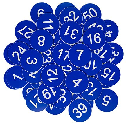 Nummernschilder aus Kunststoff, graviert, nummeriert, ID-Tags, Schlüsselanhänger ohne Loch (1–200, blau)