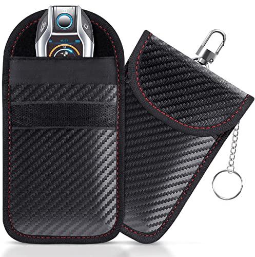 Lanpard Faraday Bag for Key Fob(2 Pack), Faraday Cage Protector, Car RFID Signal Blocking Key Fob Protector, Double-Layers of Shielding Carbon Fiber Material Anti-Theft Faraday Pouch