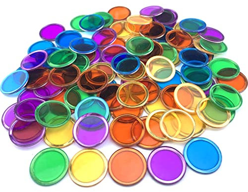Dacefloy Magnetisches Bingo-Set – 100 Stück, mehrfarbige Metallring-Chips, Kunststoff-Poker-Spielsteine, Marker, Mathematikzählung, Wissenschaftsforschung, STEM-Kit, Familienspielabende