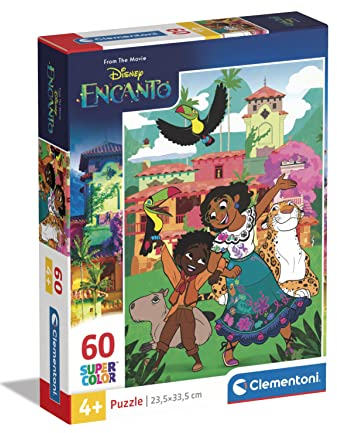 Clementoni - 26192 - Supercolor Puzzle - Disney Encanto - Puzzle 60 Teile Ab 5 Jahren, Buntes Kinderpuzzle Mit Besonderer Leuchtkraft & Farbintensität, Geschicklichkeitsspiel Für Kinder