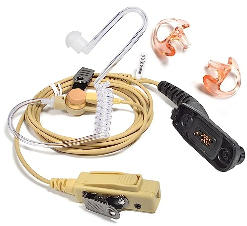 HYS 2-Wege-Radio-Ohrhörer Headset für Motorola Funkgerät MTP6650 MTP850S DP3400 DP3600 DP4400 DP4600 MTP6550 MTP6000 XPR6500 XiR-P8200 XiR-P8268 (Beige)