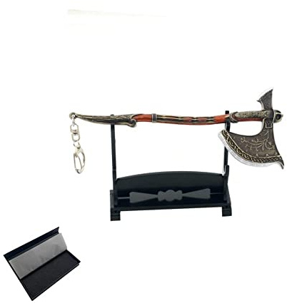 1 porte-clés avec support de présentation « God of War Chaos Blade Thunder Hammer Hache Sword Weapon »