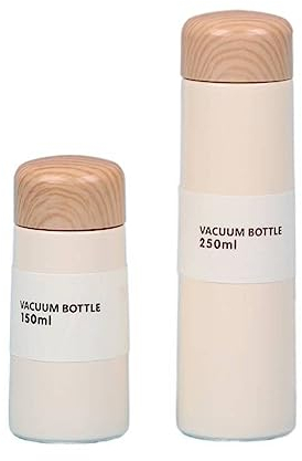 Bouteilles Isothermes 250ml, Mini Tasse Thermos en Acier Inoxydable Grain De Bois Bouteilles sous Vide Portatives Mini Tasse à Café avec Fuite De Thé pour La Maison, Les Voyages Et L'extéRieur (Bleu)