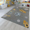 TT Home Kinderteppich Babyzimmer Teppich Kinderzimmer rutschfest Tiere Weltkarte Autos, Farbe:Grau Blau Gelb, Größe:80x150 cm