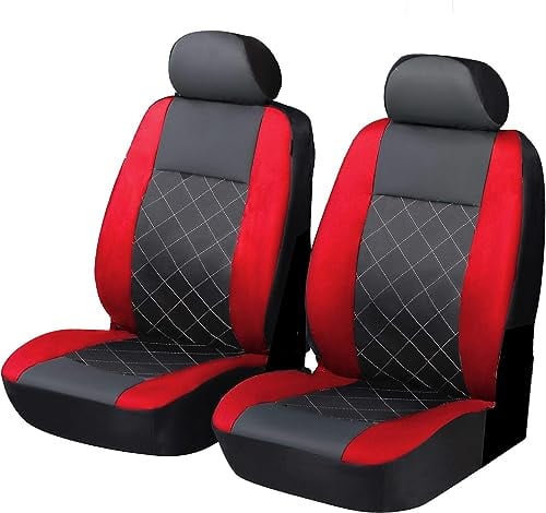 Sitzbezüge Vorderes Paar Autositzbezüge in Lederoptik Sitzbezüge Auto (Farbe : Rot)