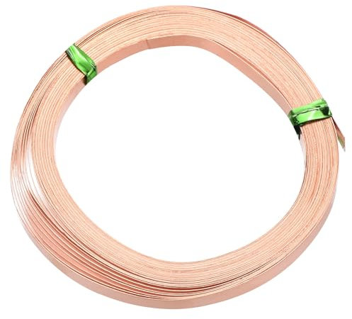 PATIKIL Alambre de Cobre Plano 2 Rollos 32 Calibre/0.2x5mm Diámetro 6m/19.69Ft Alambre Plano Flexible para Hacer Joyas Diy Bisutería Plantas de Jardín Cobre