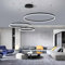 WayLuoung Metall LED Kronleuchter | 3 Kreise 60+80+100cm | 108W Rings Deckenhängelampe, Dimmbare Fernbedienung 3000–6000K, Acryl Schirm Pendelleuchte, Wohnzimmer Schlafzimmer Foyer Esszimmer【Schwarz】