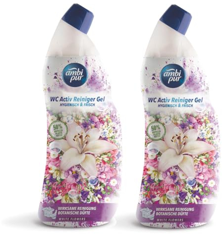 Ambi Pur WC Aktiv Reiniger Gel White Flowers 750ml (2er Pack)