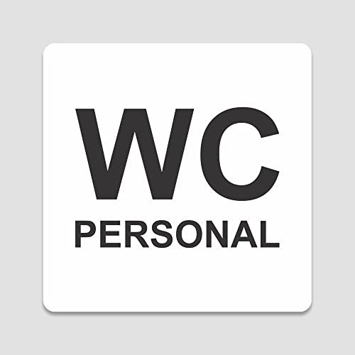 PVC Aufkleber Schild - Eckig 12 x 12 cm - Selbstklebend - Weiß - UV beständig - Für Innen und Außen (WC Personal)