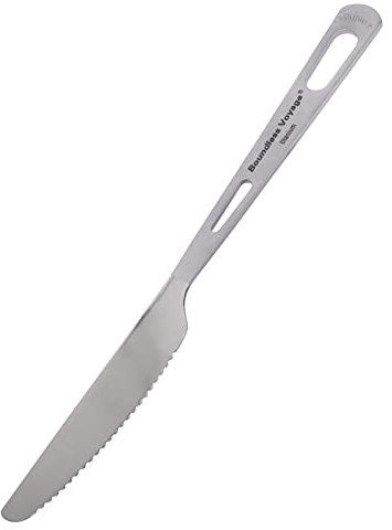 iBasingo 18.5cm Titanium Dinner Knife Ultralight Cutlery Travel Backpacking Hiking Camping Portable Tableware Indoor Outdoor Durable Flatware Ti1043T