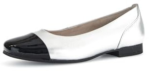Gabor Damen Klassische Ballerinas, Frauen Flats,Sommerschuhe,Slipper,Ballerina-Schuhe,Ballett-Schuhe,Ballet-Flats,Silber/schwarz,39 EU / 6 UK