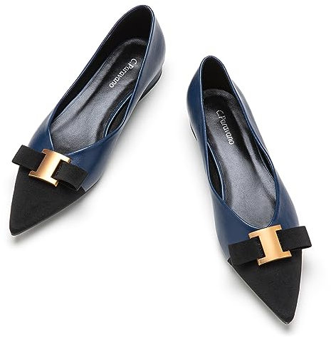 C.Paravano Damen Ballerinas Flache Schuhe für Damen Spitze Ballerina Elegante Bequem Ballerinas für Alltag, Büro & Freizeit (36.5,Marineblau)