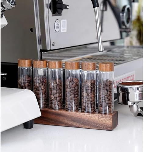 Primst Single Dose Coffee Bean Storage Tubes, 6 Tubes Coffee Bean Cellars Coffee Storage Containers Sealed Dosing Glass Vials for Tea, Coffee, Spices