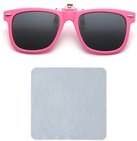 USHXVG 1 Piece Of Children'S Sunglasses, 1 Piece Of Mirror Wiping Cloth, Clip-On Sunglasses For Children, Boys And Girls Glasses, Flip-On Clip-On Glasses