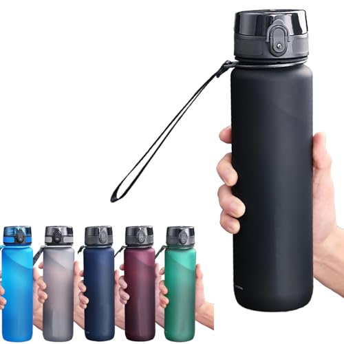 Vyloky Sport Trinkflasche I Sport “Zero-Touch“ softTouch +Sieb - BPA-Frei - Wasserflasche für Uni, Arbeit, Fitness, Fahrrad, Outdoor, Job - Sportflasche aus Tritan - Leicht (Schwarz, 1000ml)