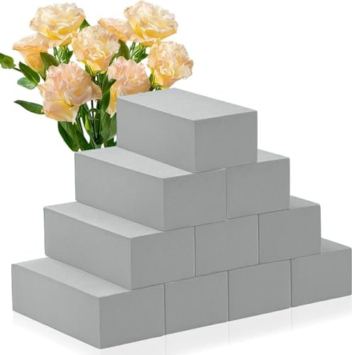 LOLYSIC 10Pcs Dry Floral Foam Blocks, Flower Foam Blocks for Artificial & Fresh Flower Arranging, Large Floral Foam Bricks Florist Foam Blocks for Weddings Party, Grey