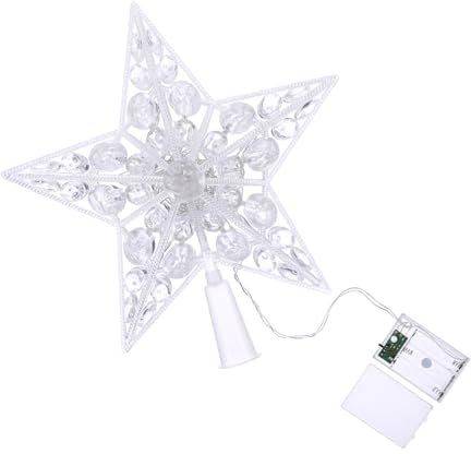 TOPBATHY 1 Pc Lumières du Haut du Sapin De Noël Haut De Forme d'arbre De Noël Mené Dessus d'arbre d'ange d'arbre pour Arbre à Crayons Décoration De Fête De Noël Blanche Plastique