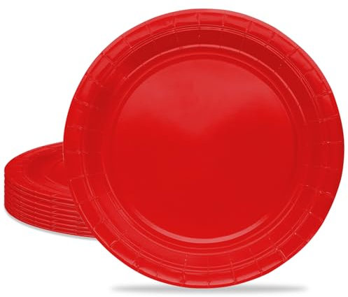 MORAINJAY 16Pcs Party Plates,Red Paper Plate,7inch Birthday Plate for Adults Kids,Solid Color Table Decorations for Birthday,Wedding,Picnic,Baby Shower,Red Party Supplies for 16 Guests