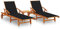 Higsose Liegestuhl Gartenn 2 STK. mit Tisch und Auflagen Massivholz Akazie 199x67x85cm Schwarz Langlebig Relaxliege mit Räder Balkon Liege Witterungsbeständig Sonnenliege Klappbar Platzsparend