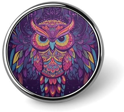 Bunte Eule Mandala Runde Brosche Anstecknadel Anstecker Revers Krawattennadel für Frauen Männer Büroangestellte Lehrer Dekor