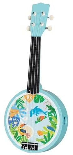 goki 61870 – Banjo mit 4 Saiten für Kinder – Musikspielzeug aus Holz, 52 cm lang, ab 5 Jahren