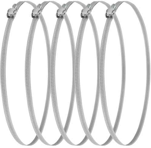 Vent Systems 250 mm – 5 Stück – verstellbare Schneckengetriebe-Stahlkanalschellen aus verzinktem Stahl – Trockner-Entlüftungsschelle – Rohrschelle - Automobil – Schneckenantriebs-Schlauchschellen
