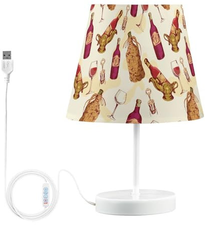 Mnsruu Bedside Lamp Wine Vintage Glass Bottle Corkscrew Table Lamp for Bedroom LED Nightstand Desk Lamp Lampshade Sleeping Living Room Dorm Office