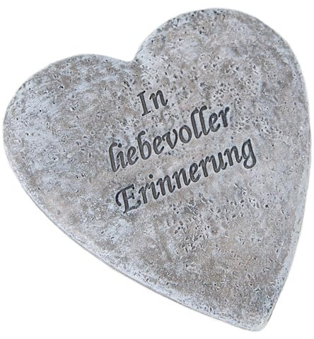 Logbuch-Verlag kleines Grabherz mit Inschrift In liebevoller Erinnerung Grabschmuck Andenken wetterfest 11,5 x 12,5 x 1 cm