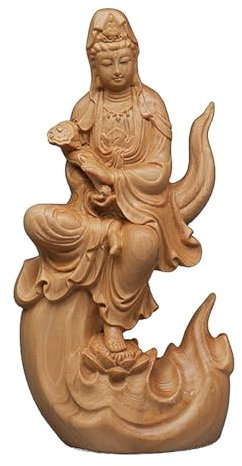 OLDMFZP Quan Yin Statue,Mini Quan Yin Statue Home Office Decor Göttin der Barmherzigkeit Garten Regal Dekoration für Amulett Reichtum Safe