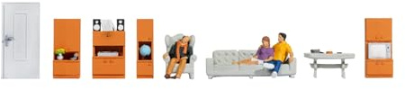 NOCH Figure Theme World Living Room, Detailed Miniatures for Model Making Living Room in Gauge H0 Perfect for Dioramas and Model Landscapes