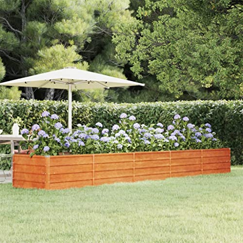HUAKEHOM Hochbeet Rostig Hochbeet für Garten Balkon Terrasse Kräuterhochbeet zum Selber Bauen Gemüsebeet Pflanzkübel aus Metall 400x80x45 cm Cortenstahl
