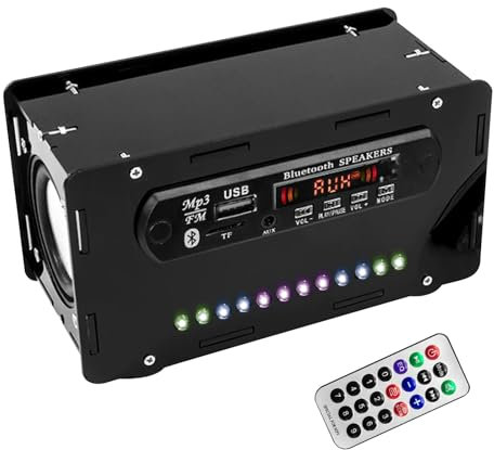 WIYETY DIY Elektronik Löten Bausatz 1x FM Radio Bluetooth Lautsprecher Kit mit Tragbarem Design, LED Anzeigeleuchte und Fernbedienung für Heimwerker und STEM-Lernen