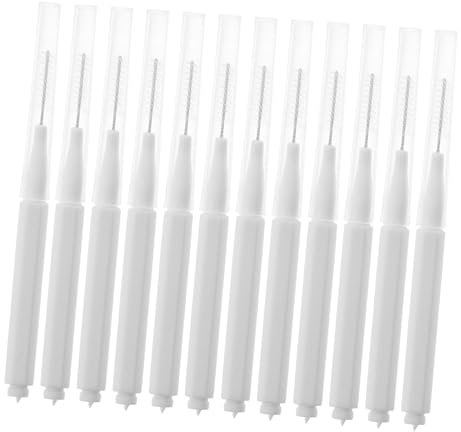 Cabilock 12 Stück Zahnbürstenreinigungswerkzeug Interdental Pinsel Rohrreinigerbürste Hosenträger Zahnseide Picks Zahnspange Kaugummi Zahnstocher Pfeifenreiniger zum Reinigen Plastik Weiß