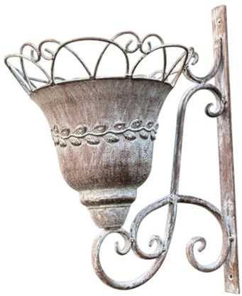 misppro Pflanzkorb aus Eisen, Wandmontage, Vintage-Gartendekoration für Innenhof, Veranda, 31 x 40 cm