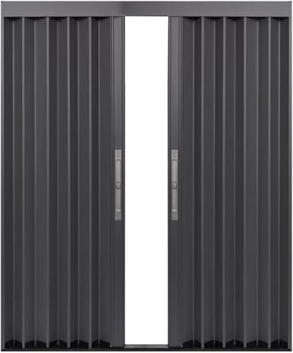 Porte accordéon, Porte de Grange/Porte cachée/Porte Double, Portes Pliantes verrouillables en Aluminium, Hauteur 203 cm (l x H 42 x 80 po (106 x 203 cm))