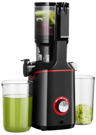 AMZCHEF Slow Masticating Juicer, 160W Cold Press with 108mm Wide Chute, 220-240V - Slow Screw Press, <72dB Quiet, Easy Clean - Suitable for Whole Fruits & Veggies, Ideal for Home Kitchen - Black