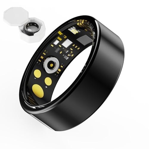 Smart Health Ring Sleep Health Tracker With Heart Rate, Blood Oxygen, Sleep Monitor, Steps,Calories, No Subscription Fee, IP68 Waterproof Smart Ring for iPhone & Android(Black,12)