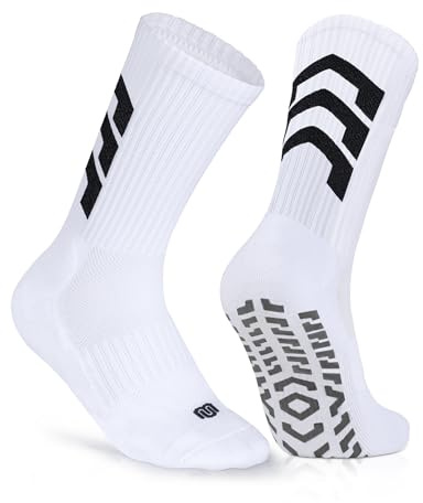 CLOSEMATE 1/3 Paia Calzini da Calcio Antiscivolo con Grip in Silicone | Calzettoni in Spugna di Cotone, Morbidi e Traspiranti con Fondo Floccato, per Uomo e Donna, Ideali per Yoga e Pilates.