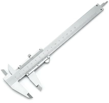 Messschieber 150mm Edelstahl Hochpräziser Schieblehre Analog mit Schublehre | Stoßfest Caliper mit Etui, Metrisch & Zoll Skala, Silber, mit Tiefenmesser, Industrie & Haushalt, mit Tiefenmesser
