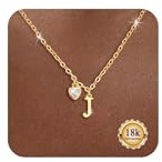Maynor Gold Damen Buchstaben Kette mit 5A Zirkon Herz Anhänger–Initialen A-Z Halskette, 18K Vergoldet Personalisierte Namenskette Mode Schmuck Geschenk für Frauen Mädchen